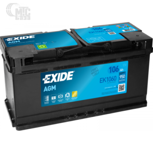 Аккумулятор Exide Start-Stop AGM EK1060 6CT-106 R EN950 А 392x175x190мм